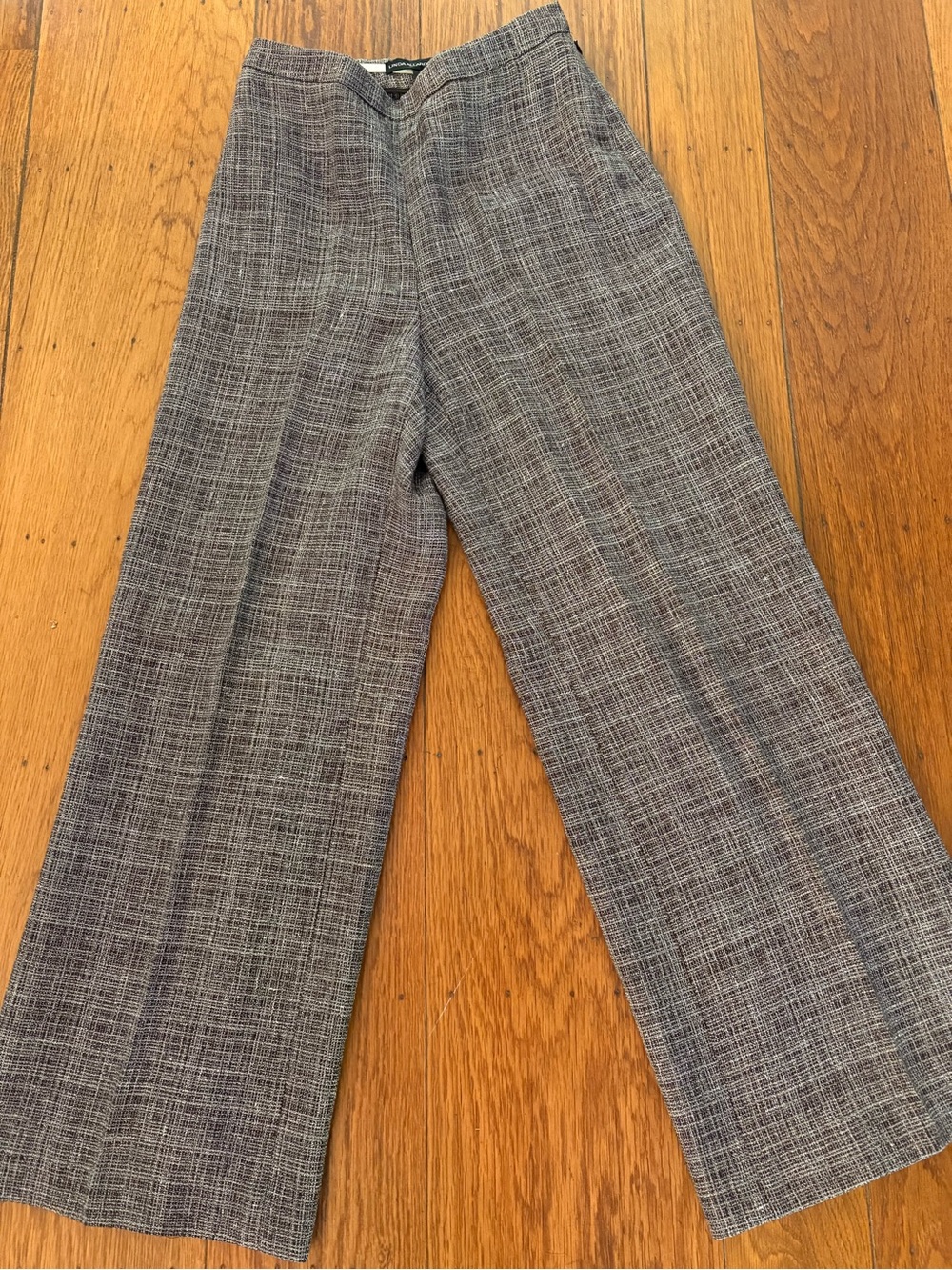 Brown White Wide-Leg linen cotton pant
